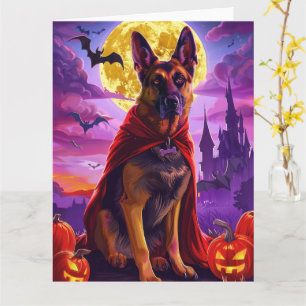 Halloween German Shepherd Vampire Pumpkins Scary Card
