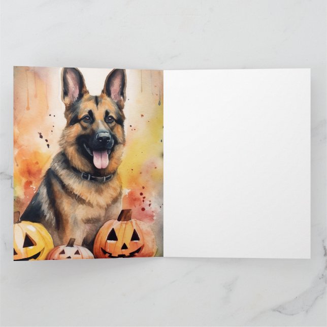 German Shepherd Halloween Pumpkin Carving Police Canine Dog T-Shirt 8x10 Matte Print_ German Shepherd with Large Halloween Pumpkin | eBay
