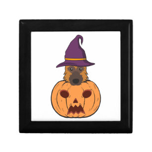 Halloween German Shepherds With Witch Hat Stuck In Gift Box