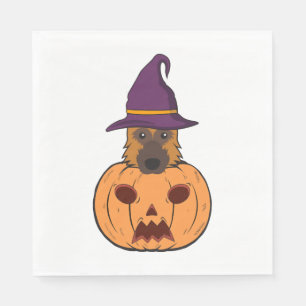 Halloween German Shepherds With Witch Hat Stuck In Napkins