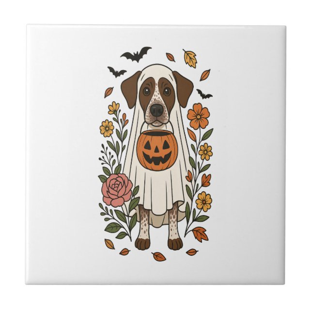Halloween German Shorthaired Pointer Ceramic Tile (Front)