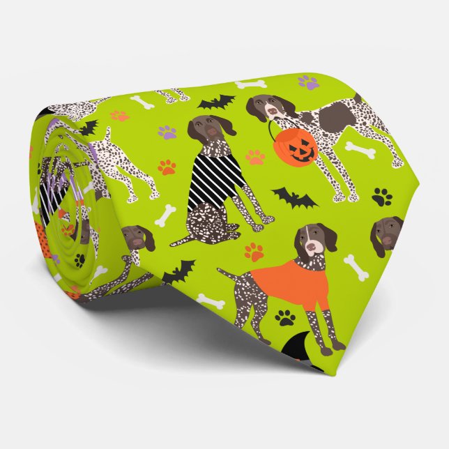 Halloween German Shorthaired Pointer Neck Tie (Rolled)