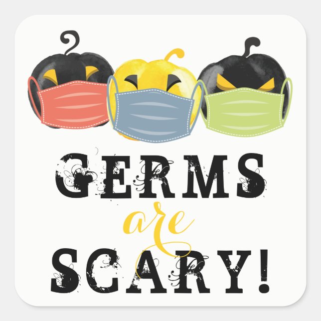 Halloween Germs are scary Halloween Sanitizer Square Sticker (Front)