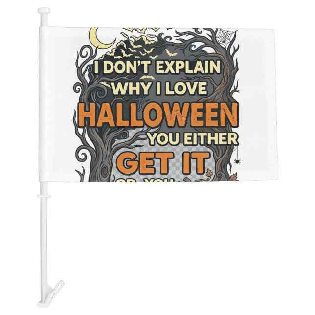 Halloween Get It Spooky Tree Pumpkins Bats Spiderw Car Flag (Front)