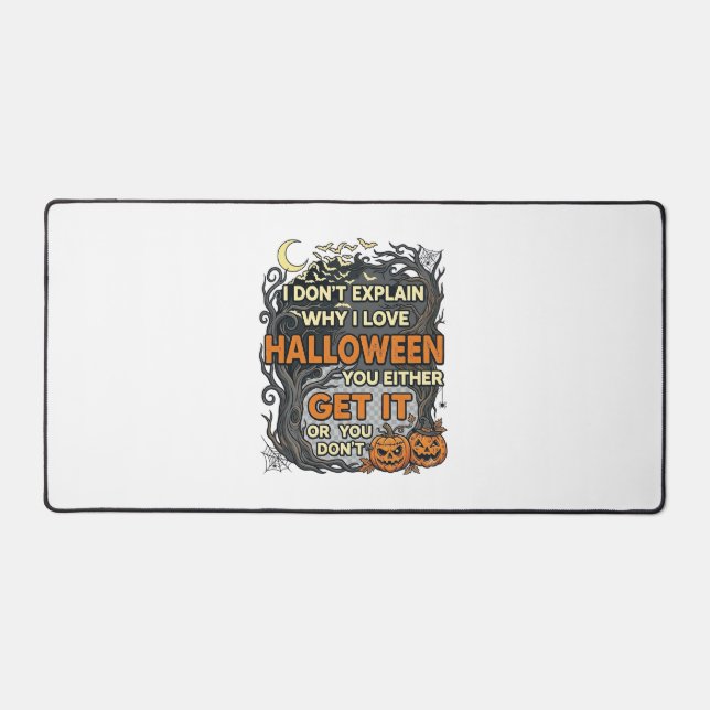 Halloween Get It Spooky Tree Pumpkins Bats Spiderw Desk Mat (Front)