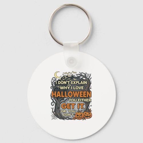 Halloween Get It Spooky Tree Pumpkins Bats Spiderw Keychain