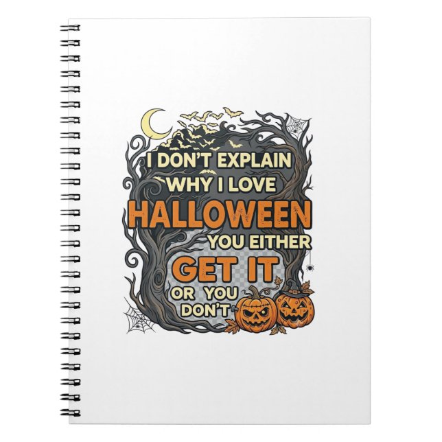 Halloween Get It Spooky Tree Pumpkins Bats Spiderw Notebook (Front)