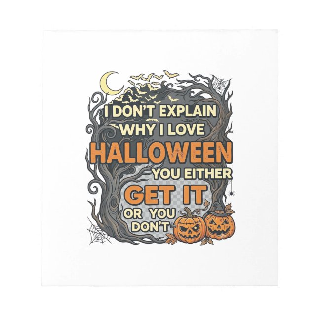 Halloween Get It Spooky Tree Pumpkins Bats Spiderw Notepad (Front)