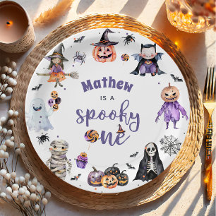 Halloween Ghost 1st Birthday Party Paper Plates