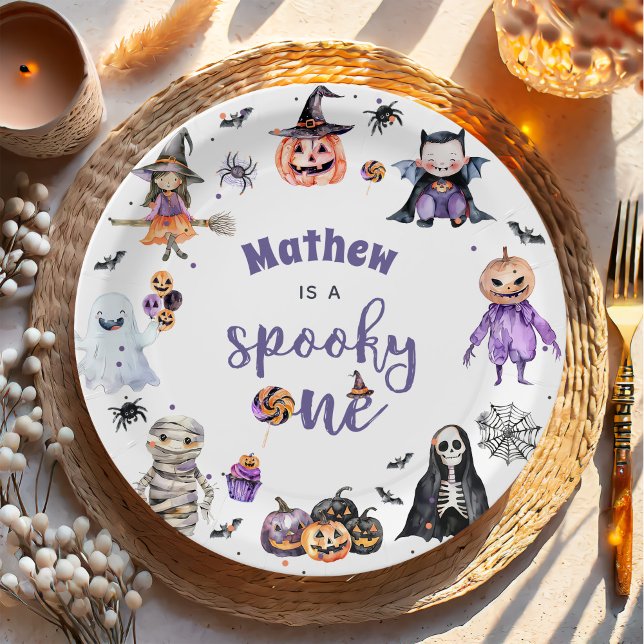 Halloween Ghost 1st Birthday Party Paper Plates (Creator Uploaded)