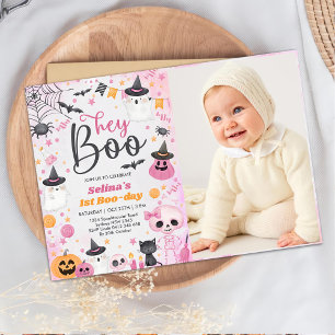 Halloween Ghost 1st Birthday Party Photo Invitation