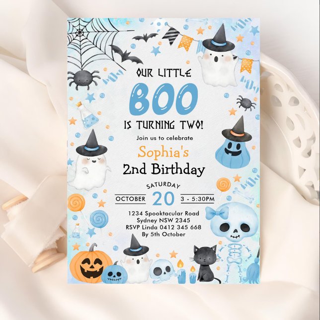 Halloween Ghost 2nd Birthday Party Invitation (Creator Uploaded)