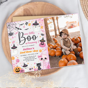 Halloween Ghost 2nd Birthday Party Photo Invitation