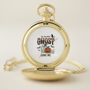 Halloween Ghost All The Ghost Love Me Funny Vintag Pocket Watch