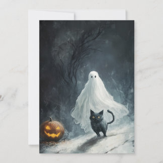 Halloween Ghost and Black Cat