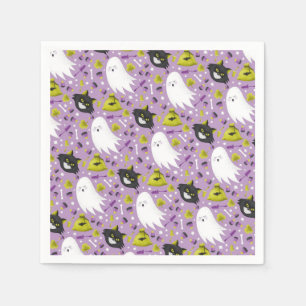 Halloween Ghost and Black Cats Napkins