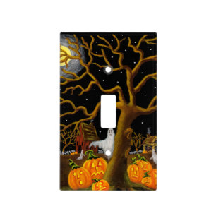 Halloween ghost and Jack-O-Lanterns light switch