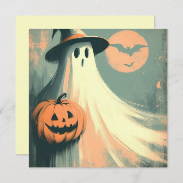 Halloween Ghost and Jack-o'lantern Spooky Card (Front/Back)