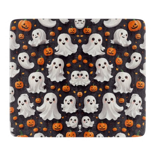 Halloween Ghost and Pumpkin Cutting Board