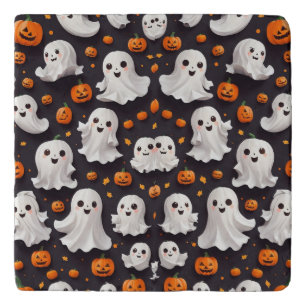 Halloween Ghost and Pumpkin Trivet