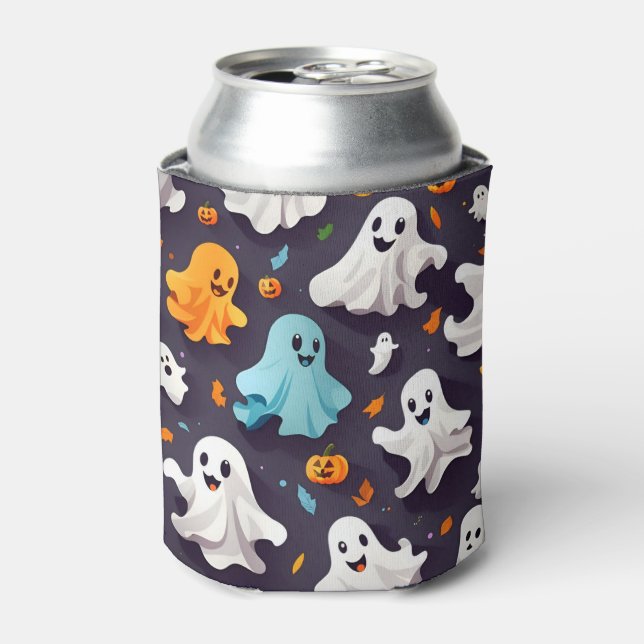 Halloween Ghost and Pumpkins  Can Cooler (Can Front)