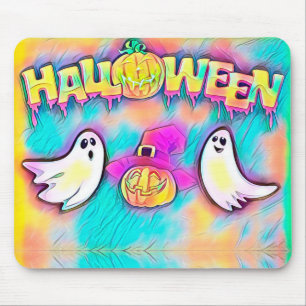 Halloween Ghost and Pumpkins Mouse Pad