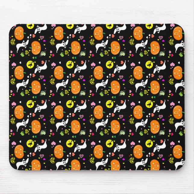 Halloween Ghost and Pumpkins Mouse Pad (Front)