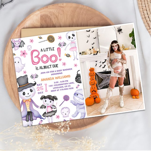 Halloween Ghost Baby Girl Shower Party Photo Invitation (Creator Uploaded)