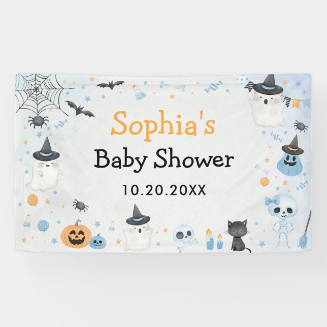 Halloween Ghost Baby Shower Party Banner (Horizontal)