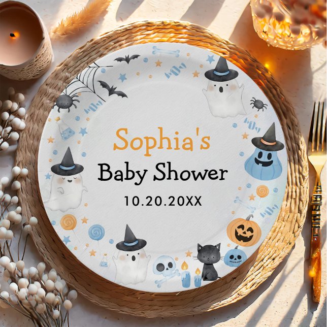 Halloween Ghost Baby Shower Party Paper Plates (Creator Uploaded)