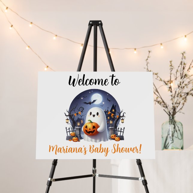 Halloween Ghost Baby Shower Welcome Foam Board (In Situ (Stand))