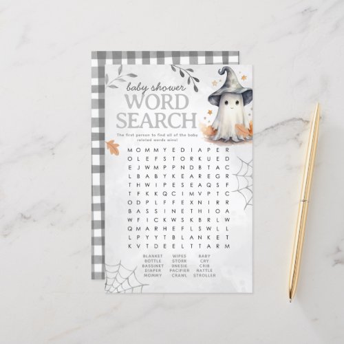 Halloween Ghost Baby Shower Word Search Game