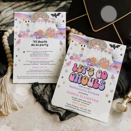 Halloween Ghost Bachelorette Lets Go Ghouls Invitation