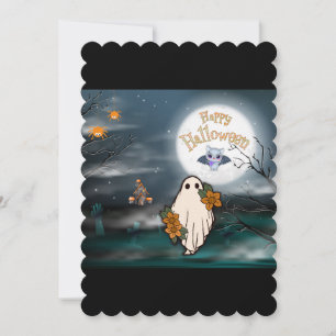 Halloween Ghost Bat Spiders Halloween Card