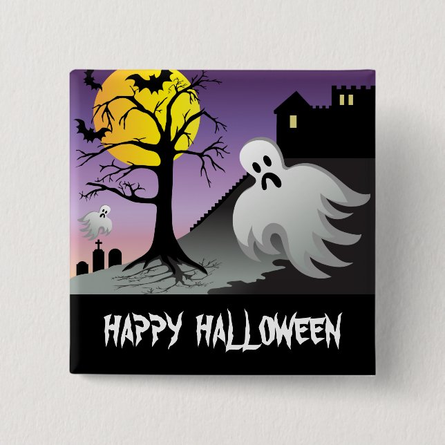 Halloween Ghost Bats 10% Off Sale Button (Front)