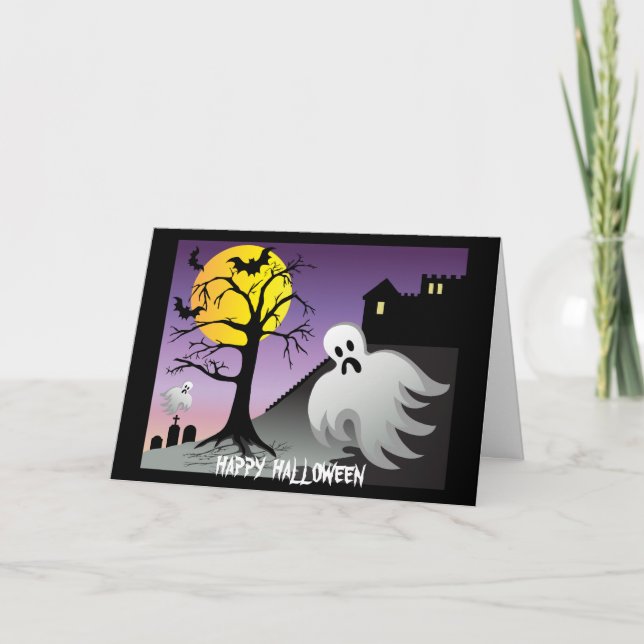 Halloween Ghost Bats 10% Off Sale Card (Front)