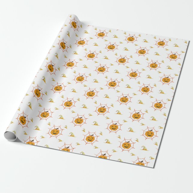 Halloween ghost bats and spiders repeating Pattern Wrapping Paper (Unrolled)