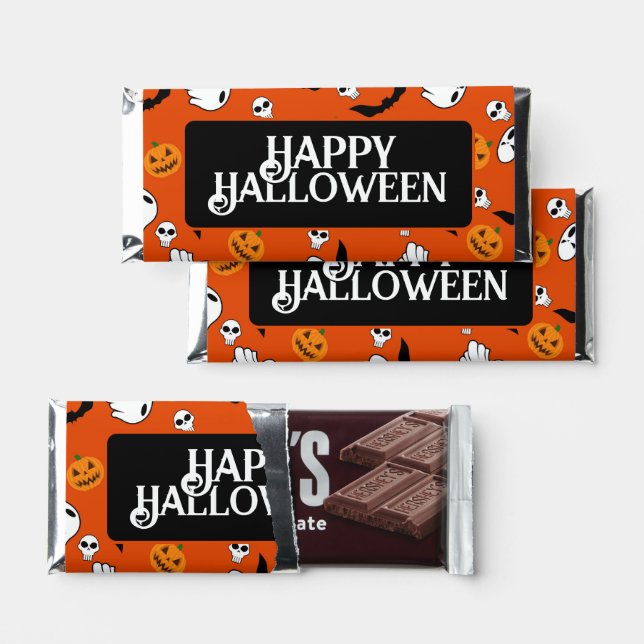 Halloween Ghost Bats Skull Pumpkin Hershey Bar Favors (Front)