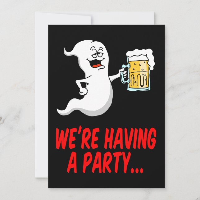 Halloween Ghost Beer Pun Invitation (Front)