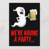 Halloween Ghost Beer Pun Invitation