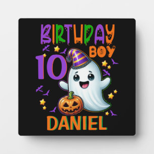 Halloween Ghost Birthday Boy Spooky Party Design Plaque