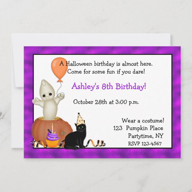 Halloween Ghost Birthday Invitation (Front)
