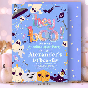 Halloween Ghost Birthday Invitation Party Hey Boo