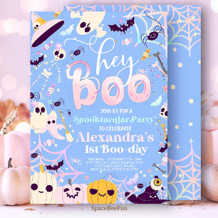 Halloween Ghost Birthday Invitation Party Hey Boo