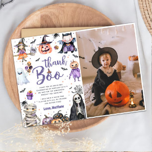Halloween Ghost Birthday Party Photo Thank You Card