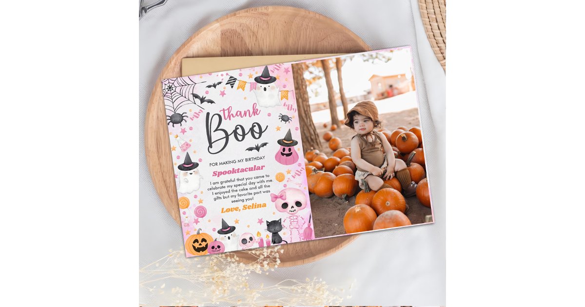 Halloween Ghost Birthday Party Thank You Card | Zazzle