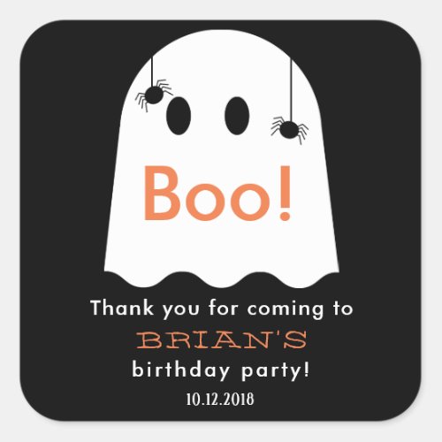 Halloween Ghost Birthday Thank You Black Sticker