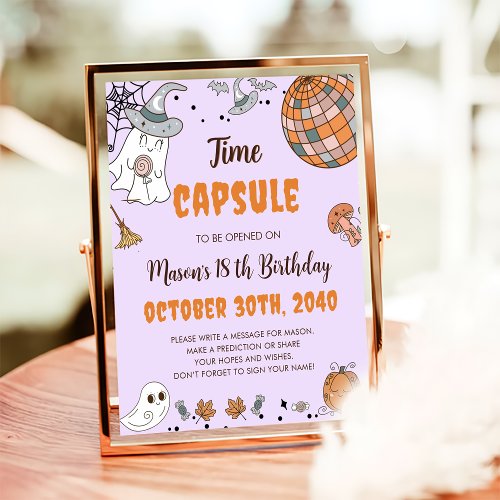 Halloween Ghost Birthday Time Capsule Sign