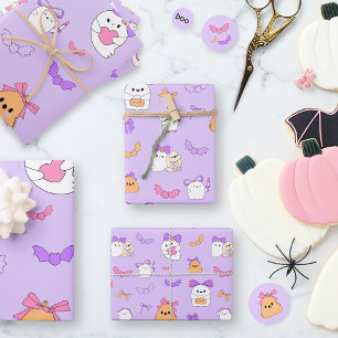 Halloween Ghost Birthday Wrapping Paper Sheets