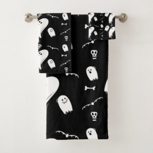 Halloween Ghost, Bones, Bats and Skulls Bath Towel Set